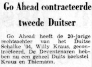 WIlli Kraus gecontracteerd